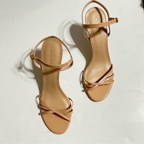 Stuart Weitzman Nude Starla 80 Patent Sandal Size 9 - Picture 5 of 13
